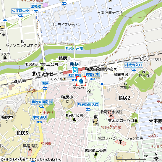 鴨居駅前支店付近の地図